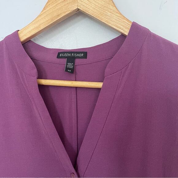 Eileen Fisher Purple Long Sleeve A-Line Minimalist Work Shirt Dress - Picture 2 of 8